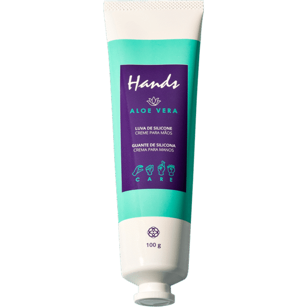 Luva De Silicone Aloe Vera Creme Para As Mãos Hands 100g